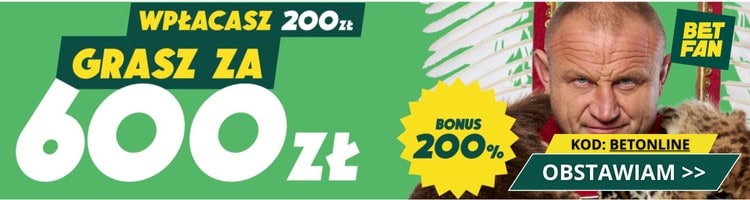 Betfan bonus powitalny 200% - kod promocyjny BETONLINE